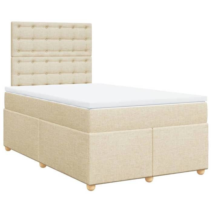 VidaXL Sommier à lattes de lit avec matelas Crème 120x200 cm Tissu, lit, lit à plate-forme, lit à panneaux, meuble de 3293566