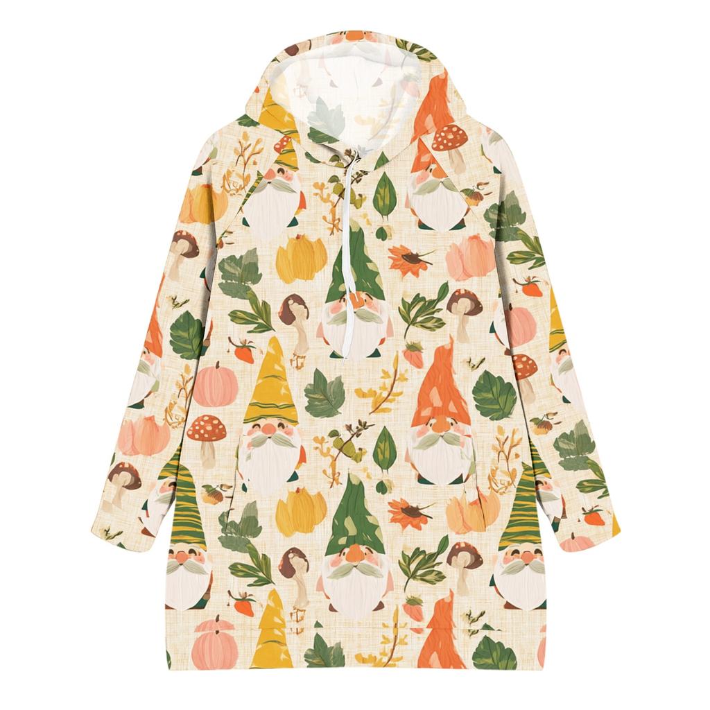 Women's Christmas Print Long Sleeve Hooded Sweatshirt with Festive Holiday Design