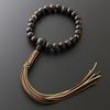 Kyoto Buddhist Altar Hayashi Prayer Beads for Men Pure Silk Braided Cord Tassel Plain Striped Ebony 2 Heavenly Tiger Eyes Bag Kyoto Prayer Beads Can