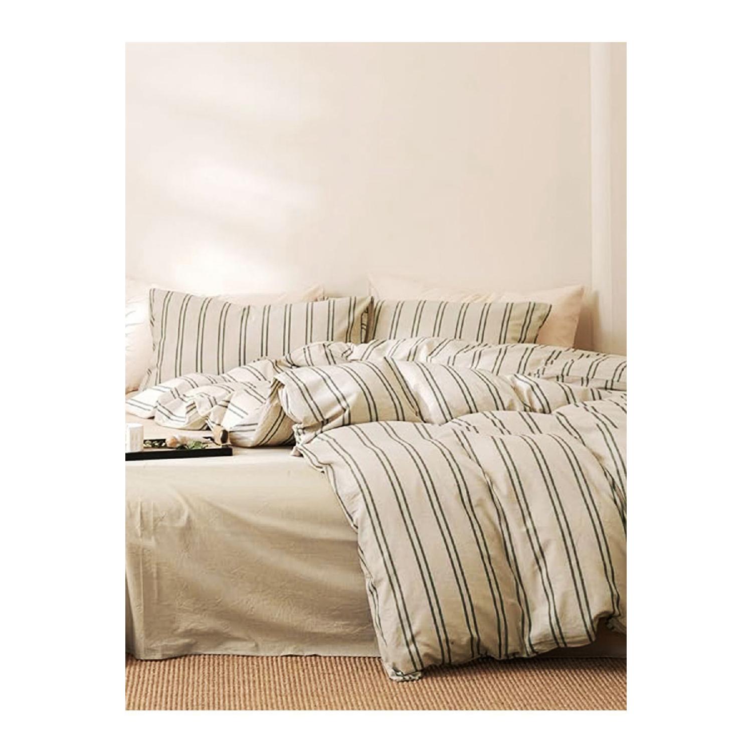 

Natural Cotton Striped Double Duvet Cover Set бежевий
