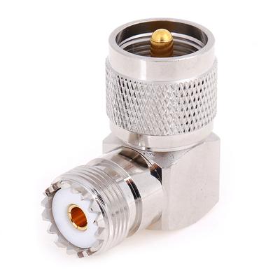 UHF-So-239-Buchse auf UHF-Pl-259-Stecker, rechtwinklig, 90 Grad, HF-Anschluss
