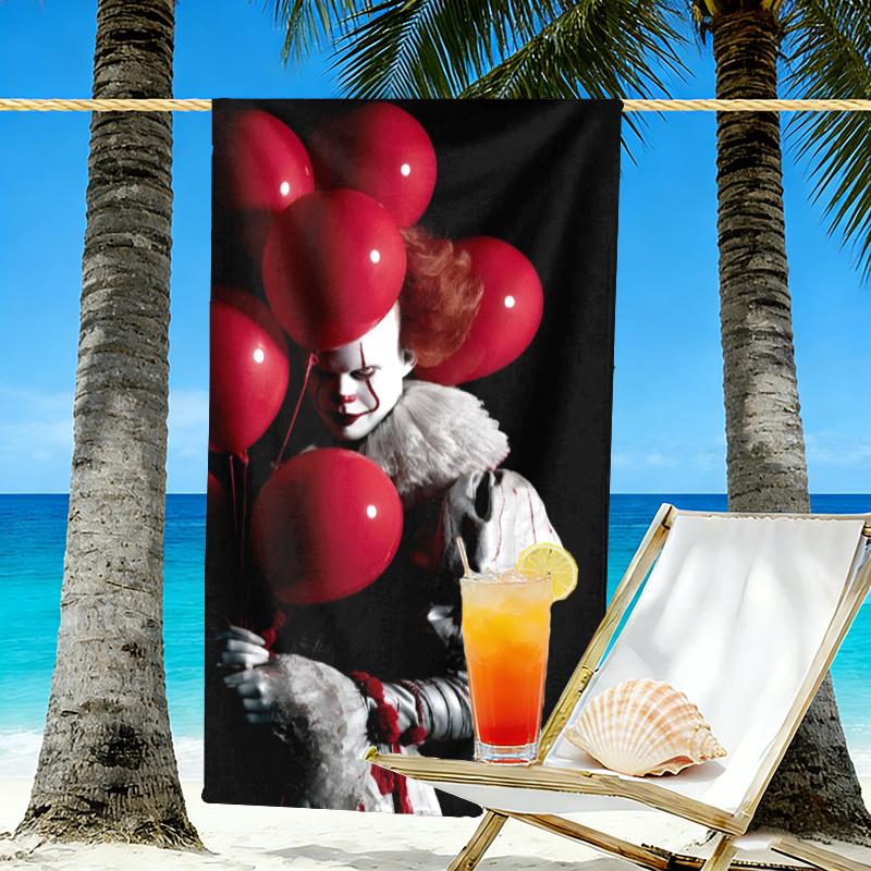 Pennywise Print Beach Towel Design, Soft, Lightweight. for Home Bathroom, Spa, Pool, Yoga, Surfing, Camping, Gift for Family, Friend