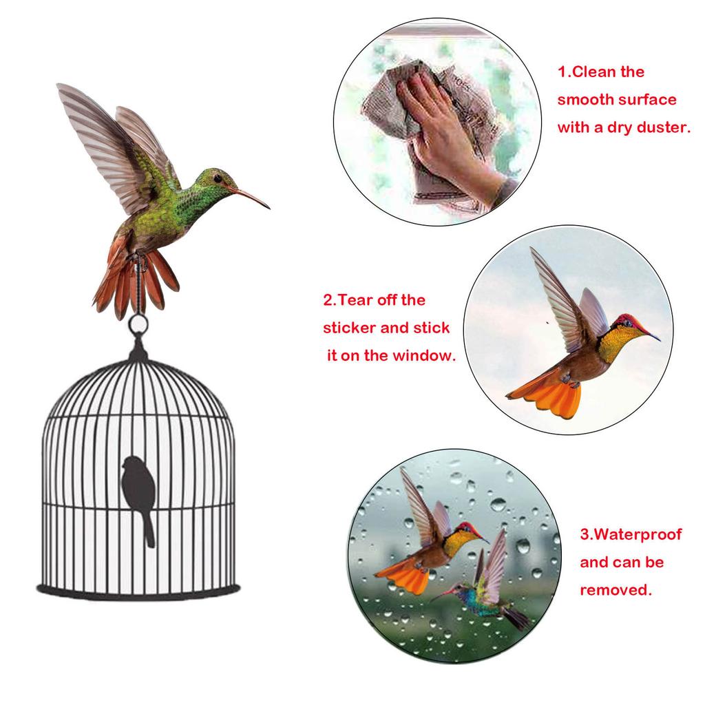 9 Piece Simulation Hummingbird Electrostatic Window Stickers Glass Stickers Home Decor Living Room Ornament Accessories