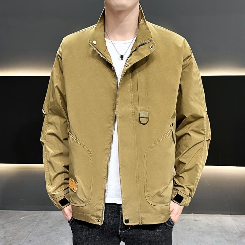 Jacket for Men In Spring and Autumn New Stand-up Collar Jacket for Young Men Loose Casual Solid Color Spring and Autumn Clothes for Men