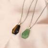 Natural Crystal Stone Mini Coffin Board Pendant Necklace Halloween Necklace Ornament N671