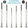 6-Piece Precision Screwdriver Set, Small, Slotted & Phillips, for Eyeglasses, Watches, Jewelry Repair, with Storage Case.