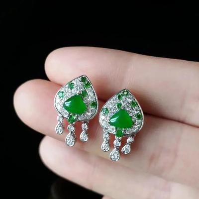 Natural Hetian Chalcedony Green Small Love Tassel Earrings For Women Chinese Style Delicate Ancient Charm Ladies  Jewelry