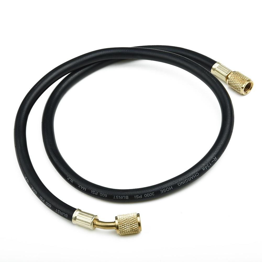 3ft Refrigeration Charging Hose 600 PSI for R410A and For R134a with 1/4 SAE Heavy Brass Fitting for Easy Access