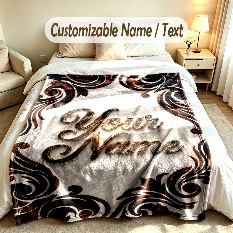 Decorative Artwork Theme Custom Blanket Personalized Name & Text Customized Soft Warm Throw Blanket Home Decor