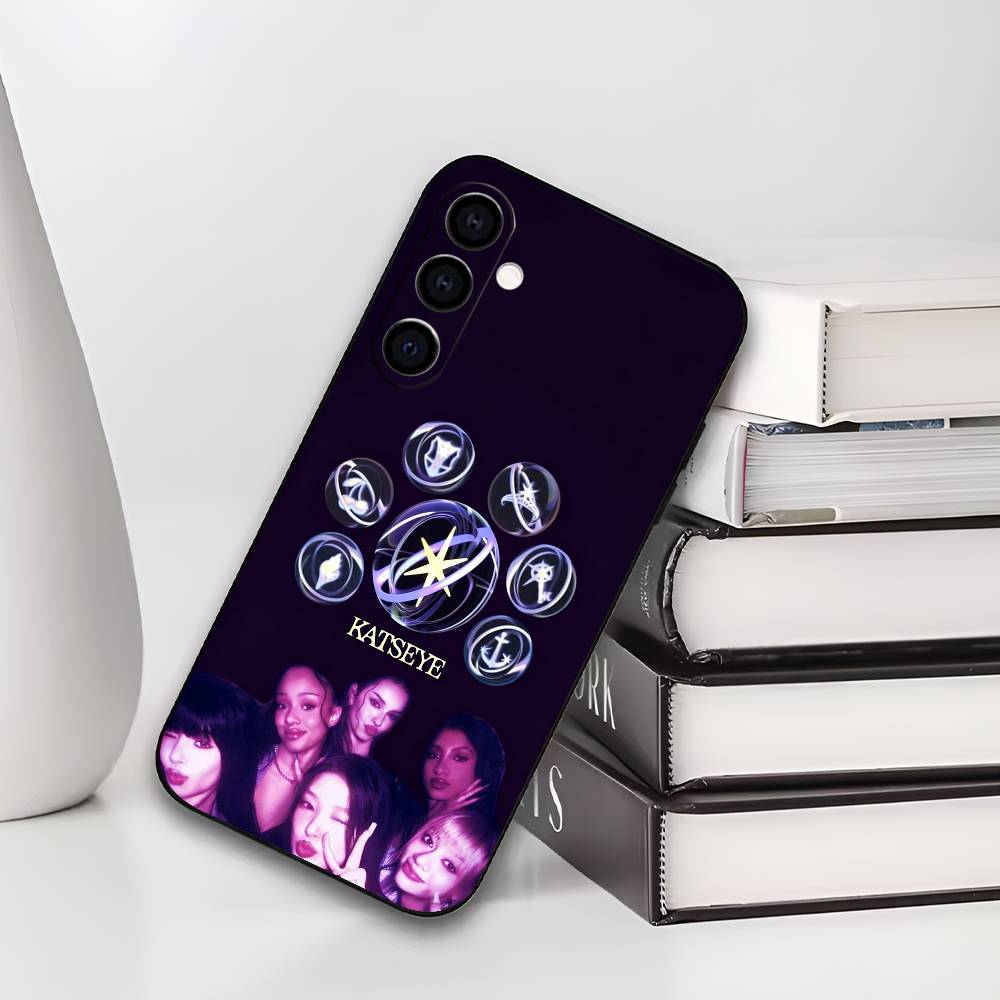 K-KATS-EYE Black Soft Silicone Phone Case for Samsung Galaxy A73/A72/A71/A70/A53/A52/A51 - Global Girl Group Design