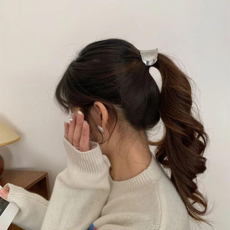 Koreanische Metall Unregelmäßige Konkav-Konvexen Lava Einsatz Haarnadel für Frauen Retro Hochwertige Pferdeschwanz Halter Haarnadel Kopfschmuck