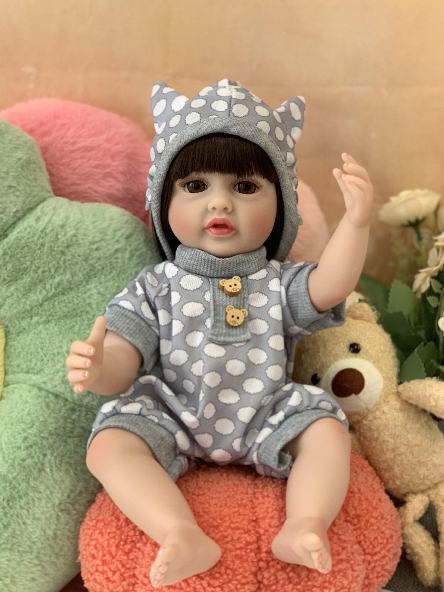 

Кукла-перерождение из винила, имитация окрашенного тканевого тела, 33 см, имитация куклы-младенца, детская игрушка серый