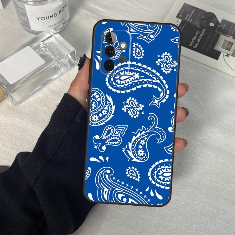Étui Bandana Paisley Noir Pour Samsung Galaxy A13 A23 A33 A53 A17 A06 A16 A56 A36 A54 A34 A14 A52 A32 A15 A35 A55