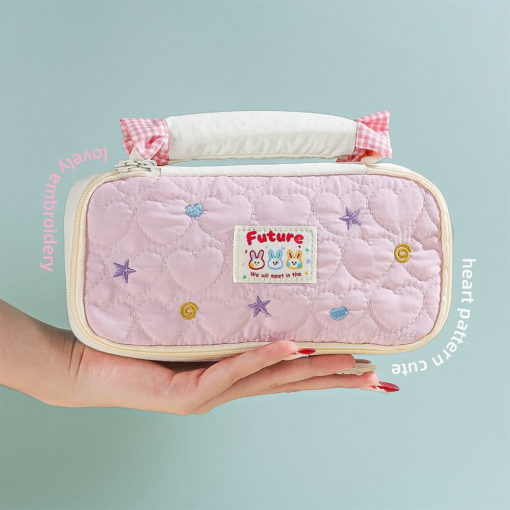 Soft Touch Pen Bag Partitioned Storage Stationery Organizer Cartoon Stationery Pouch  School Office