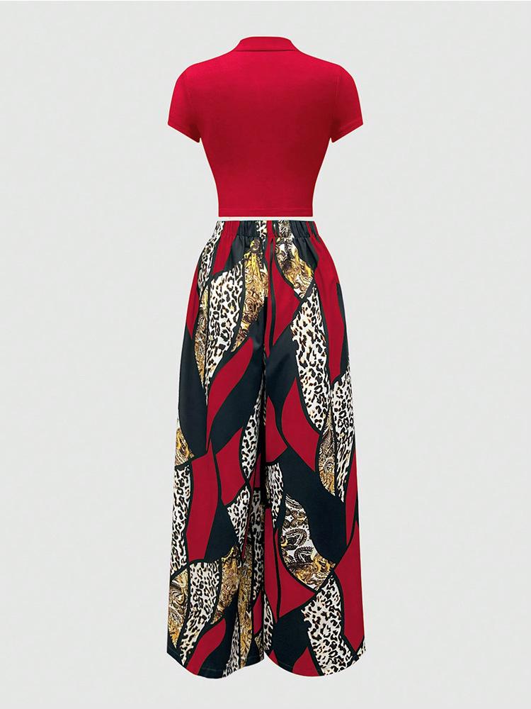 Women's Sleeveless Printed Fashion Set with Versatile Wide-Leg Pants