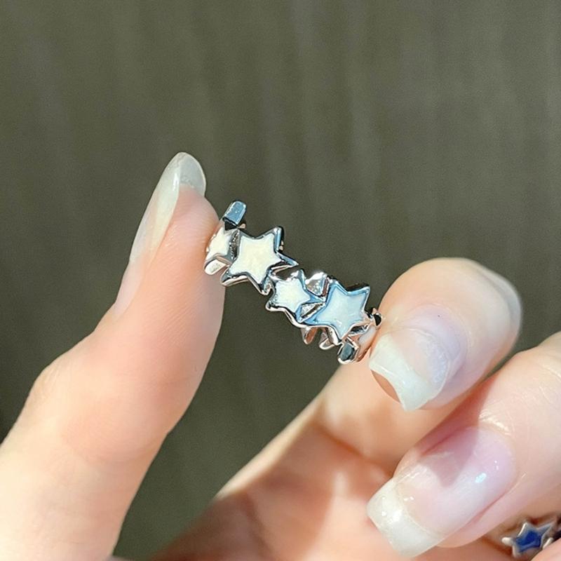 3Pcs Cute Star Wrap Finger Rings Adjustable Minimalist Dopamine Star Rings