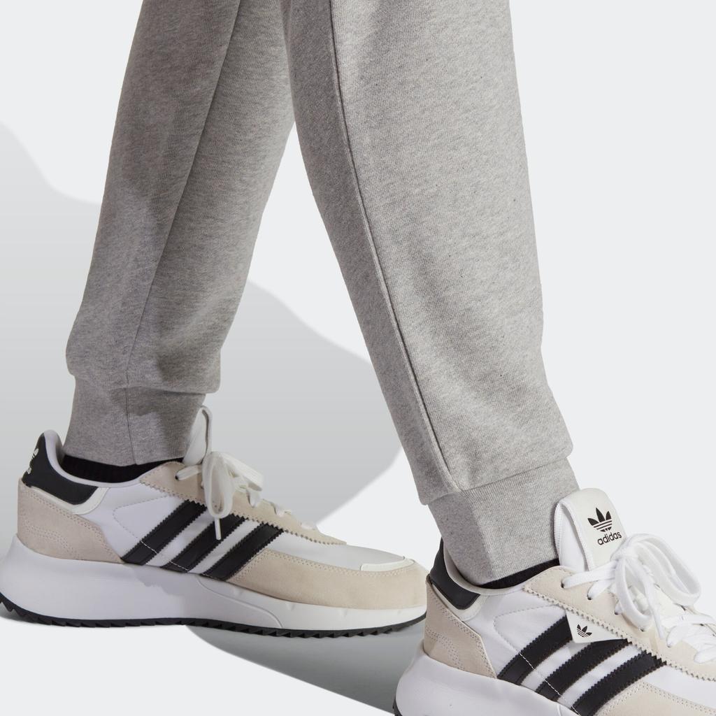Adidas Originals Trefoil Essentials Pants With Solid Color Logo Embroidery And Elastic Cuffs Men Bottoms Medium-Hemp-Gray IA6350