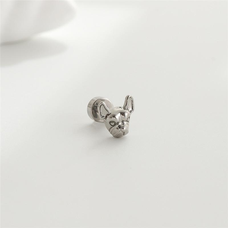 Cute Chihuahua Stainless Steel Mini Earrings Fashion Dog Barbell Style Screw Stud Ear Jewelry Party Gifts For Women Girls