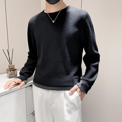 Fake zweiteiliger Rundhals-Jacquard-Herrenpullover Neuer Winterpullover Herbst- und Winter-Herrenpullover Mode