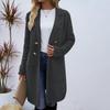 Women's Lapel Long Sleeve Mid-Length Woolen Coat Loose Fit Casual Fall Winter Blazer Jacket