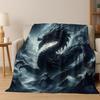 Magic Dragon Mythology Art Chinese Loong Cartoon Flannel Blanket,Cozy Soft Throw Blanket for Home Bedroom Bed Sofa Cover Kid