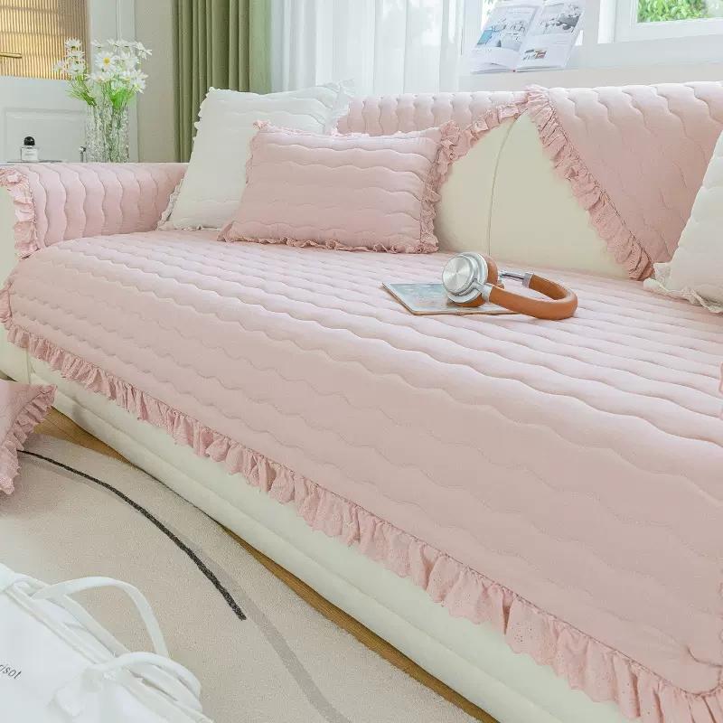 

Four Seasons Universal Simple Modern European Style Диванная подушка Юбка Подгиб Кожаный Нескользящий Чехол для подушки Чехол Ткань 70x70