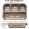 40 Oz/5 Cup Bento Box for Adults, Men and Women, 4 Compartments, Lunchable Food Containers, Sauce Jar, Muffin Liners, Microwave & Dishwasher Safe, Bro