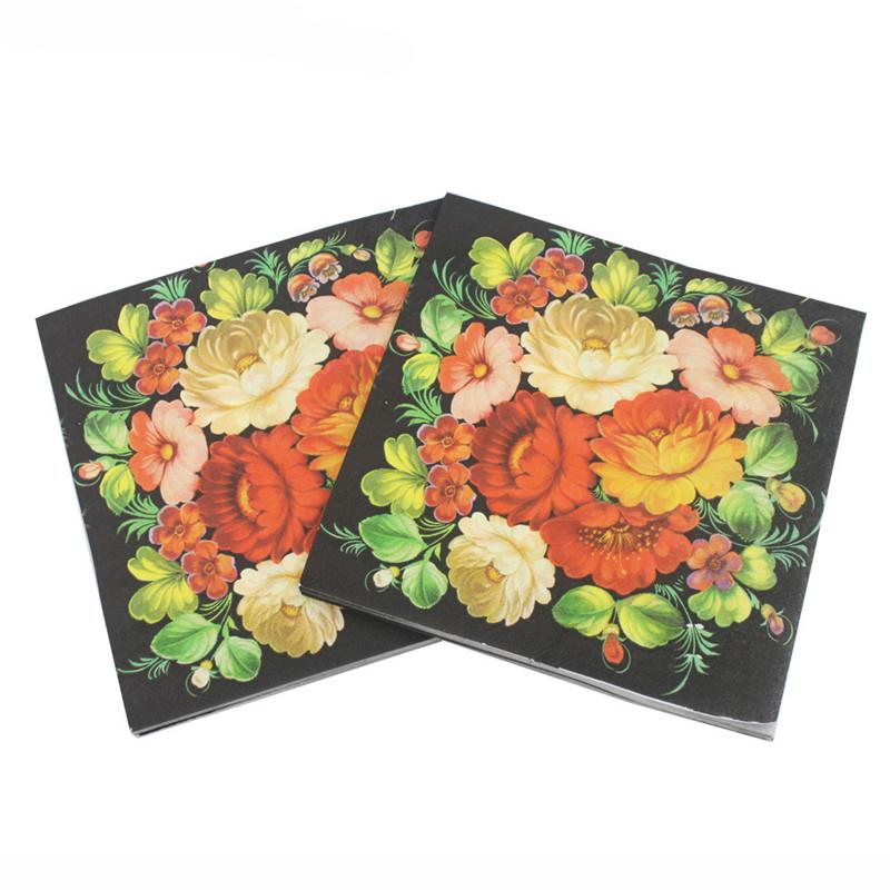 20pcs Wedding Napkins Disposable Printed Square Tissue Flower Rose Napkins Cafe&Tea Paper Napkins Decoupage Party Decoration