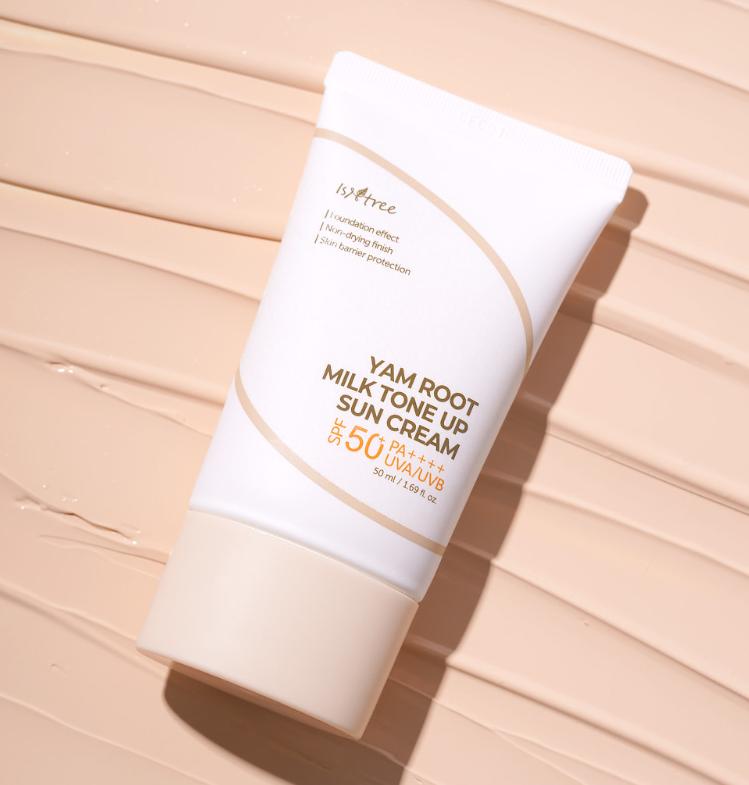 ISNTREE Yam Root Milk Tone Up Sun Cream 50ml | Vegan SPF50+ Brightening Sunscreen
