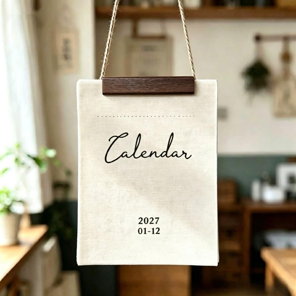 Portable Monthly Calendar Retro Style Calendar Planner Time Tool Fabric Wall Calendar Study Room