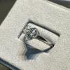 Vinregem Klassischer 100% 925 Sterlingsilber Funkelnder Herzschliff 8*8 MM 2CT 3EX VVS1 D Farbe Echte Moissanit Diamanten Ring Hochzeit Verlobungsschmuck