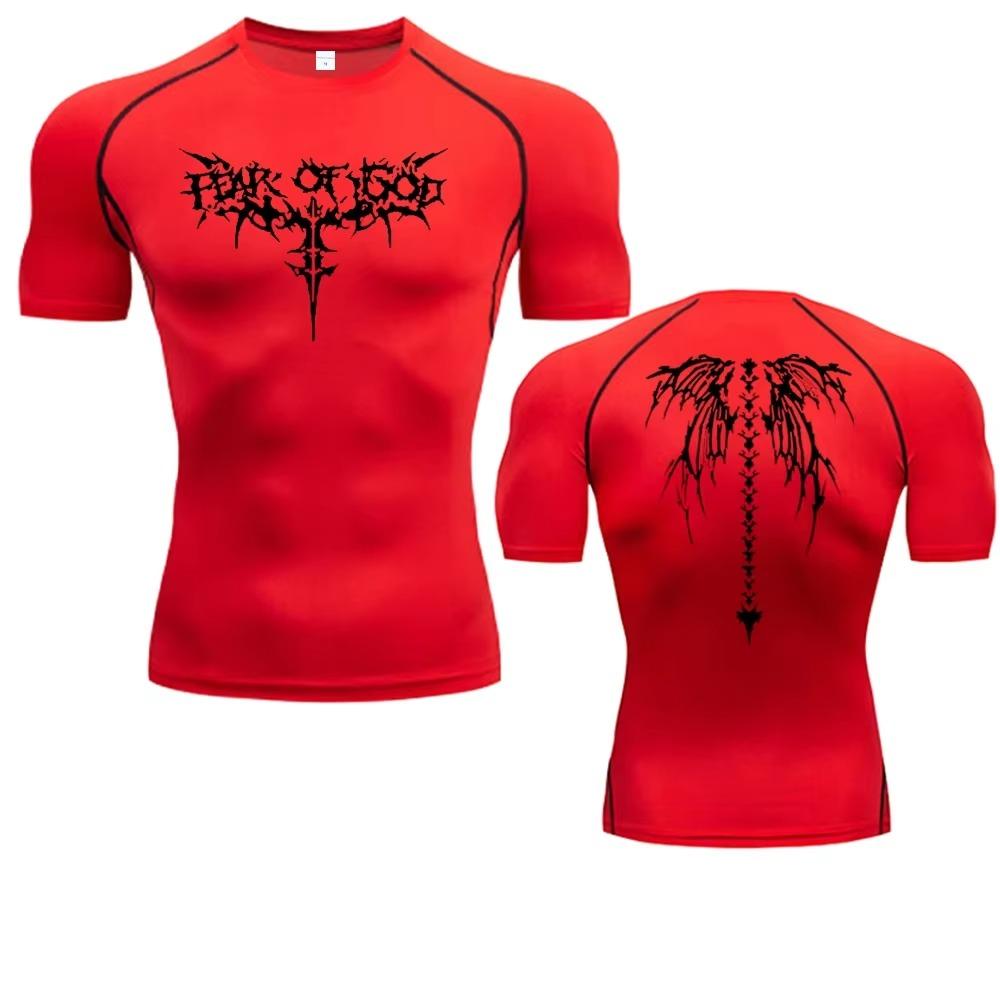

2024 Лето Мужская Солнцезащитная Одежда Аниме Футболка Фитнес Быстросохнущая Бег Фитнес Футболка Спортивный Облегающий Рашгард S-3XL S красный