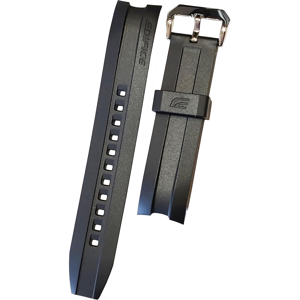 Edifice Casio EMA-100J Watch Band with Spring Bars Black Leather Strap