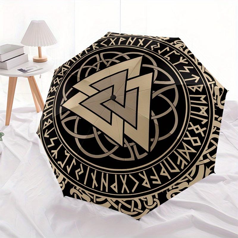 Viking Valknut Symbol Norse Runes Decorative Sticker DecalUmbrella, Portable 3-Fold Compact Umbrella,Christmas Gift ES452