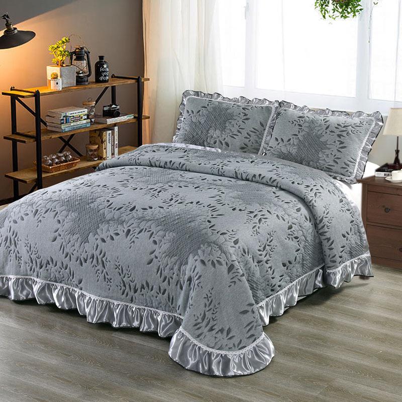 Luxury Soft Knitted Cotton Ruffles Bed Skirt, Bedspread Coverlet, Double Bed Cover Set, Blanket, Linen Pillowcases, Home Textile