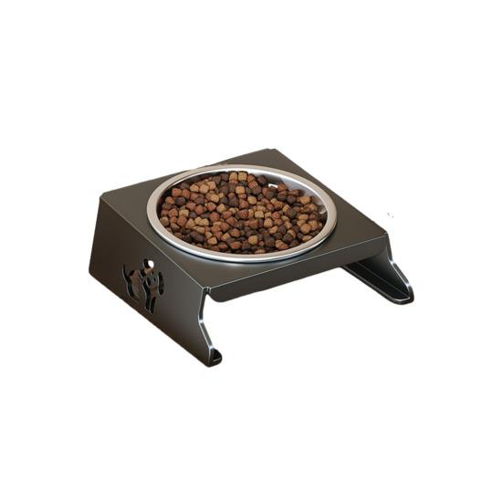 Elevated Dog Feeder Stainless Steel with Foldable Stand Pet Bowls No Spill Raised Pet Feeding Station A чёрный