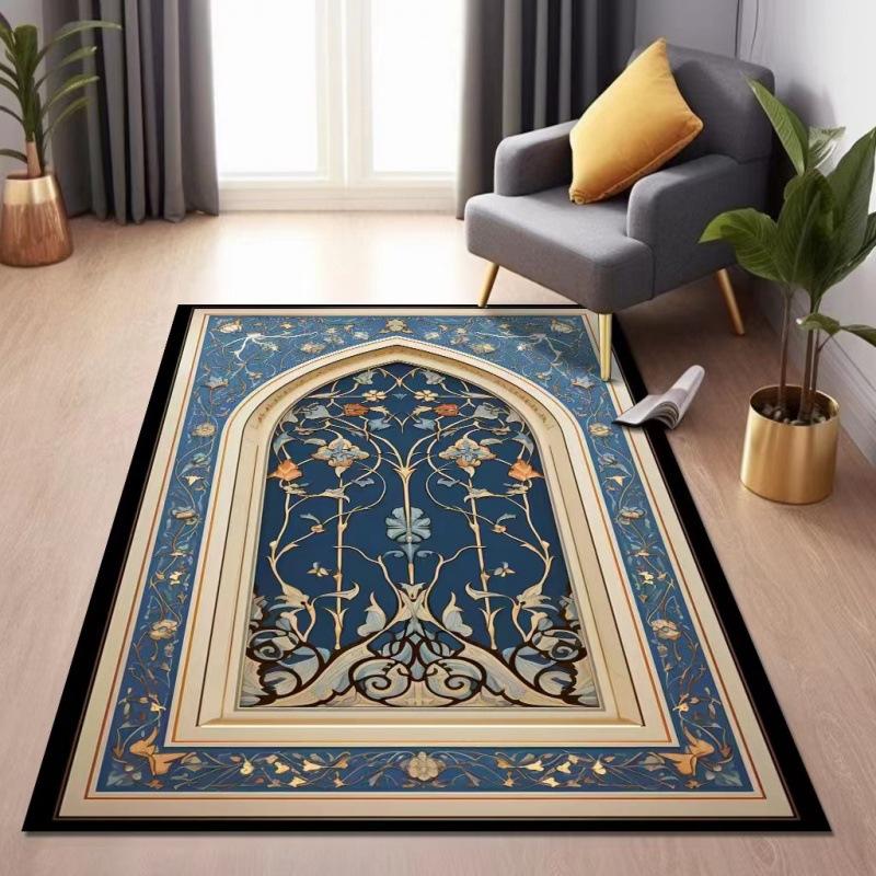 

Vikama Ethnic Style Worship Carpet Crystal Velvet Kneeling Mat Non-Slip Wear Resistant Prayer Carpet Home Decoration 70x120cm