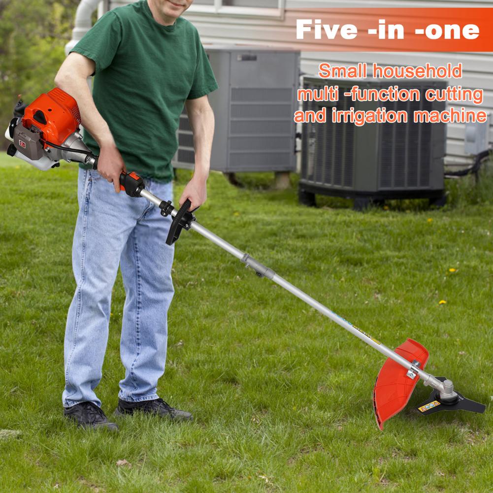 Multifunctional 5 In 1 Lawn Mower, 2-Stroke Gas Weed Trimmer, Cordless Hedge Trimmer, Telescopic Chainsaw Hedge Pruner Weeder