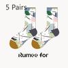 5 Pairs of Women Retro Personality Skateboards Wearing Mid Tube Socks