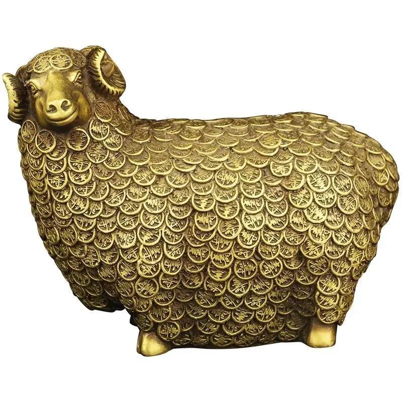Lucky Zodiac Copper Sheep Ornaments Money Treasure Fortune Sheep Crafts Living Room Office Home Decor