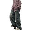 Men's American Retro Washed Wide-Leg Jeans with Big Pockets - Loose Straight-Leg Workwear Pants for Spring & Autumn.
