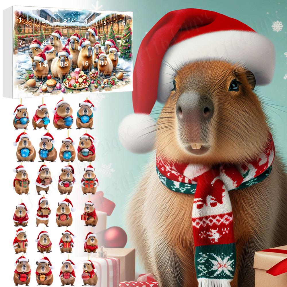 Capybara Advent Calendar 2025 24 Days Christmas Countdown Calendar Cute Capybara Christmas Ornaments Christmas Tree Pendants