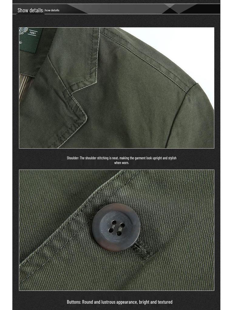 Men's Plus Size Cotton Blazer Jacket - Korean Style Spring/Autumn