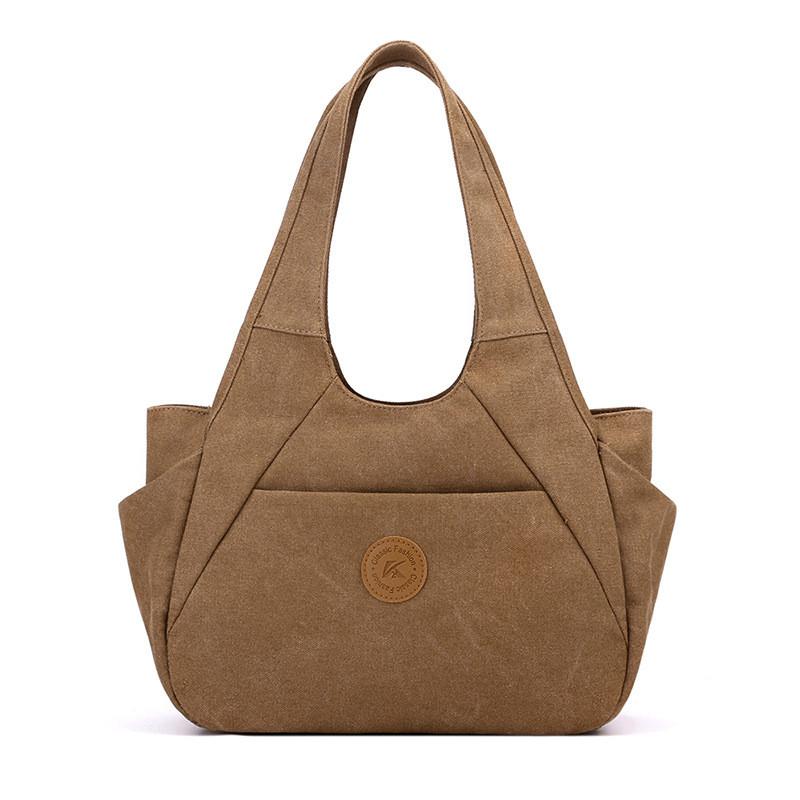 Womens Canvas Tote Bag With Zipper Pockets For Daily Urban Use