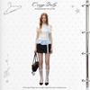 UNIFREE Women's Asymmetric Lace Trim Slim Fit T-Shirt