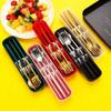 410 Stainless Steel Travel Cutlery Set: Fork, Spoon & Chopsticks In Gift Box. Perfect for Students!