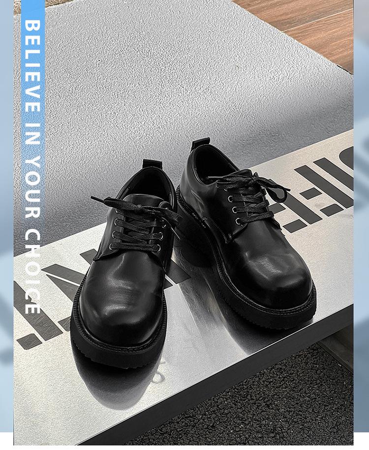 Versatile Men's Leather Platform Derby Loafers - Lace-up Wedding & Office Shoes