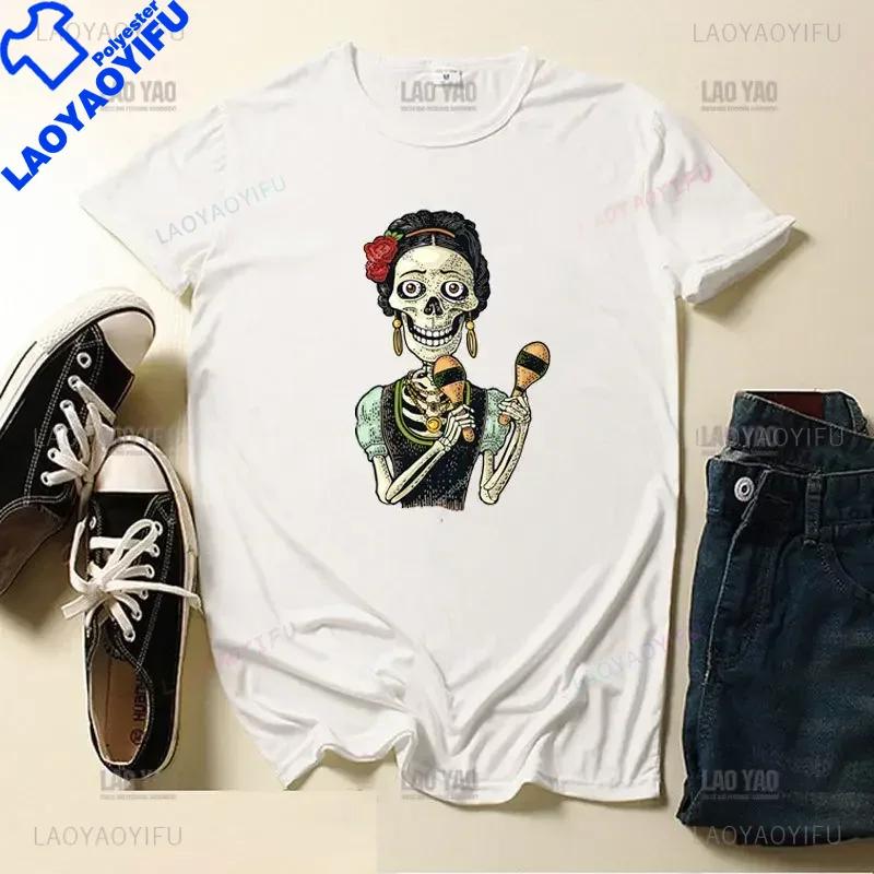 Skull Day Of The Dead Graphic T Shirts Skeleton Unisex Tshirts Mexican Heritage Flowers Black Tops Casual Kawaii Funny Clothes