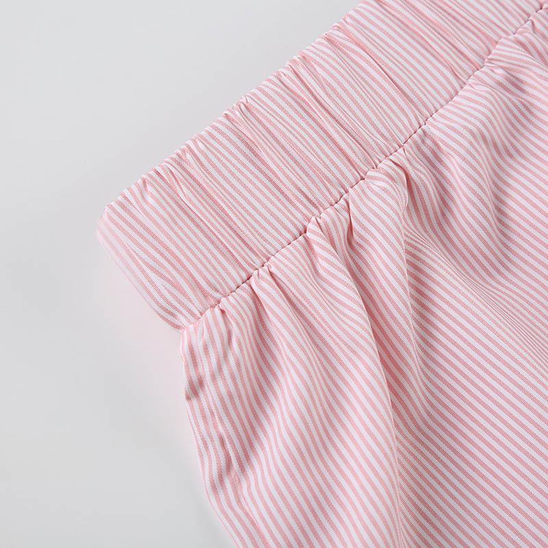 Striped Print Casual Shorts for Women Elastic Waist Fashion Button Bottoms Streetwear Chic Basic Y2K Loose Shorts