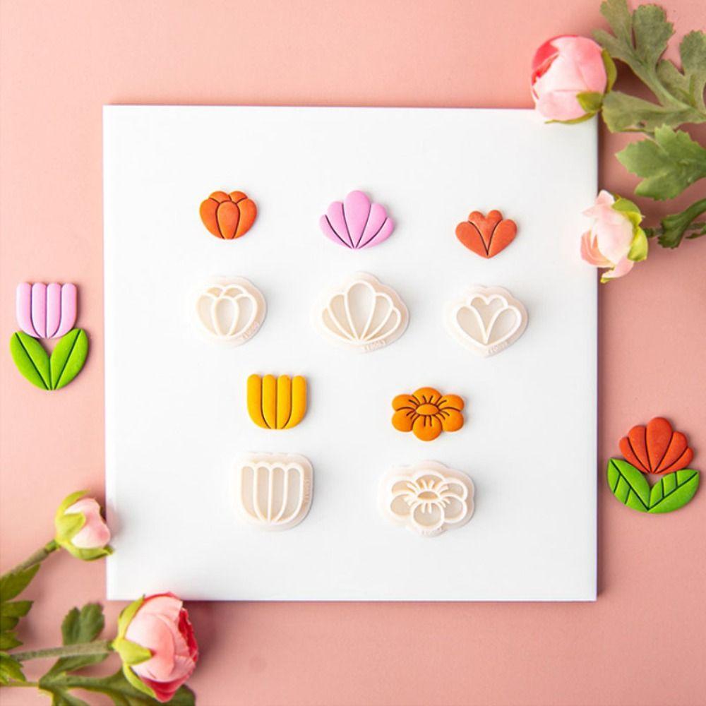 Flower Shape Clay Cutter Leaf 5-petal Flowers Polymer Clay Cutters Mold for Earring Jewellery Making Cake Cupcake Decorations